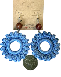 Cornflower blue daisy motif earrings