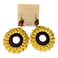 Large sunflower motif hypoallergenic earrings