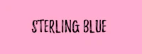 the word sterling blue on a pink background