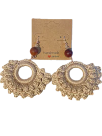 Beige large boho motif with natural wood and copper accents