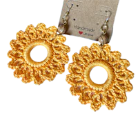 Golden yellow mum motif earrings