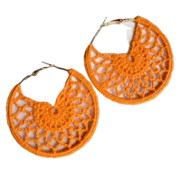 Tangerine mandela a motif within 60mm gold tone nickel free hoop earrings 