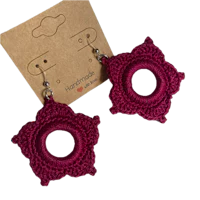 deep magneta star motif hypoallergenic earrings