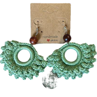 Lime green boho motif earrings