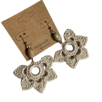 Beige floral motif with natural jasper and rose gold /copper tone accents